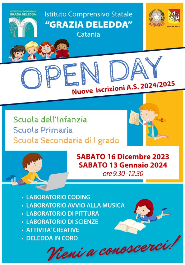OPEN DAY Grazia Deledda 16/12/2023 e 13/01/2024